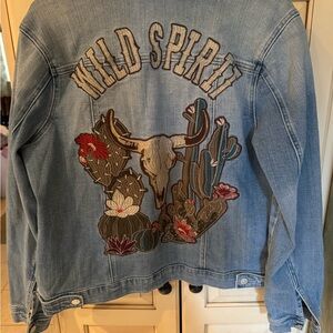 Idyllwind Denim Jacket with Embroidered Cactus Design